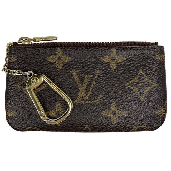 Louis Vuitton Pochette Clé Key Holder Ring Coin Purse Monogram Brown M626...